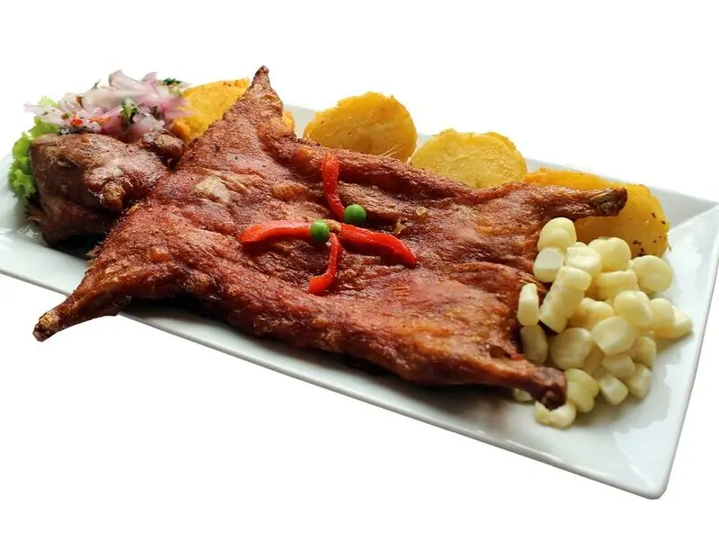 Porquinho-da-índia assado típico da culinária andina peruana