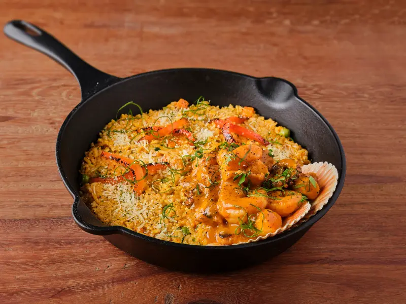 Arroz com frutos do mar em Paracas
