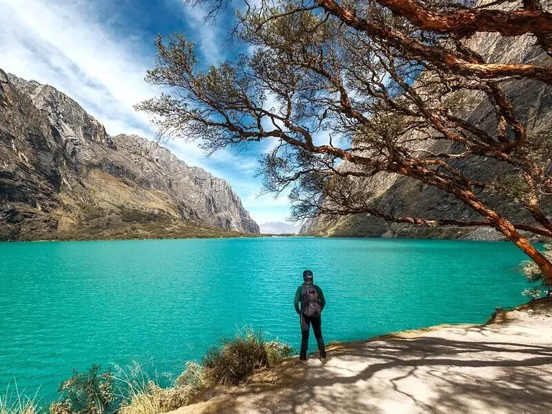 Lagunas de Llanganuco em Huaraz com águas turquesa